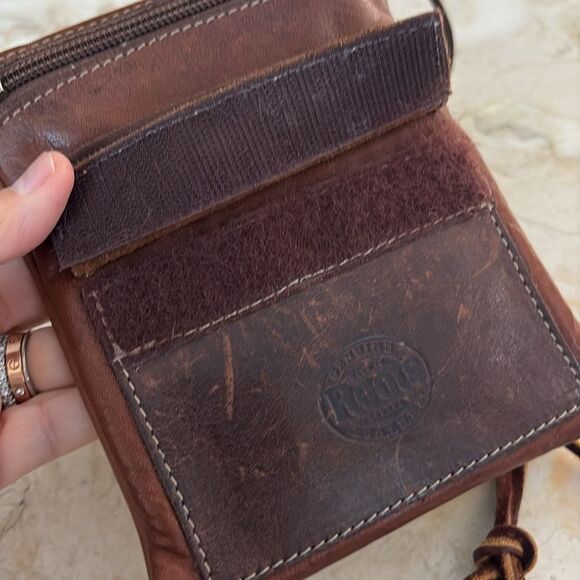 Vintage Roots Hanging Pouch Tribe Leather Crossbody Bag Brown - Picture 10 of 15